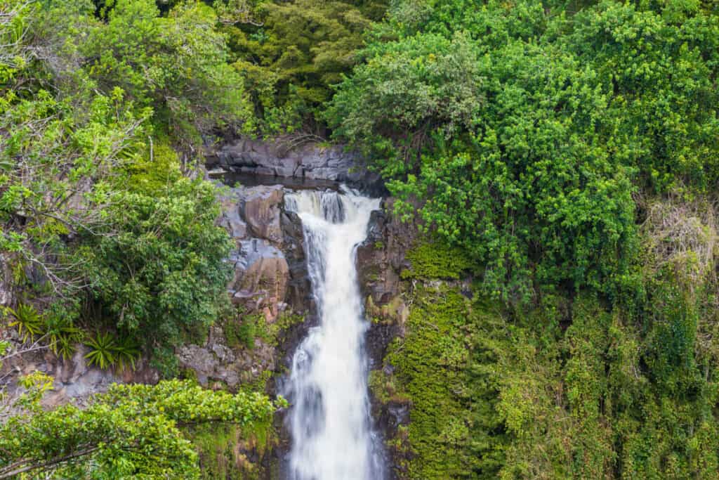 Makahiku Falls along the Pipiwai Trail in Maui, Hawaii