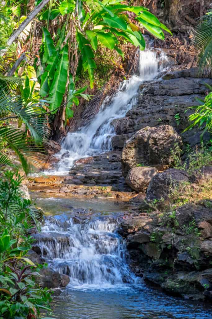 Waterfall at the Princeville Botanical Gardens in Kauai, HI