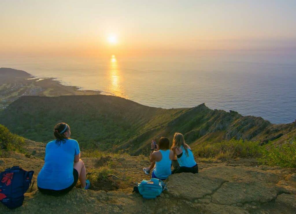 Watching a sunrise from the top of Koko Head Crater