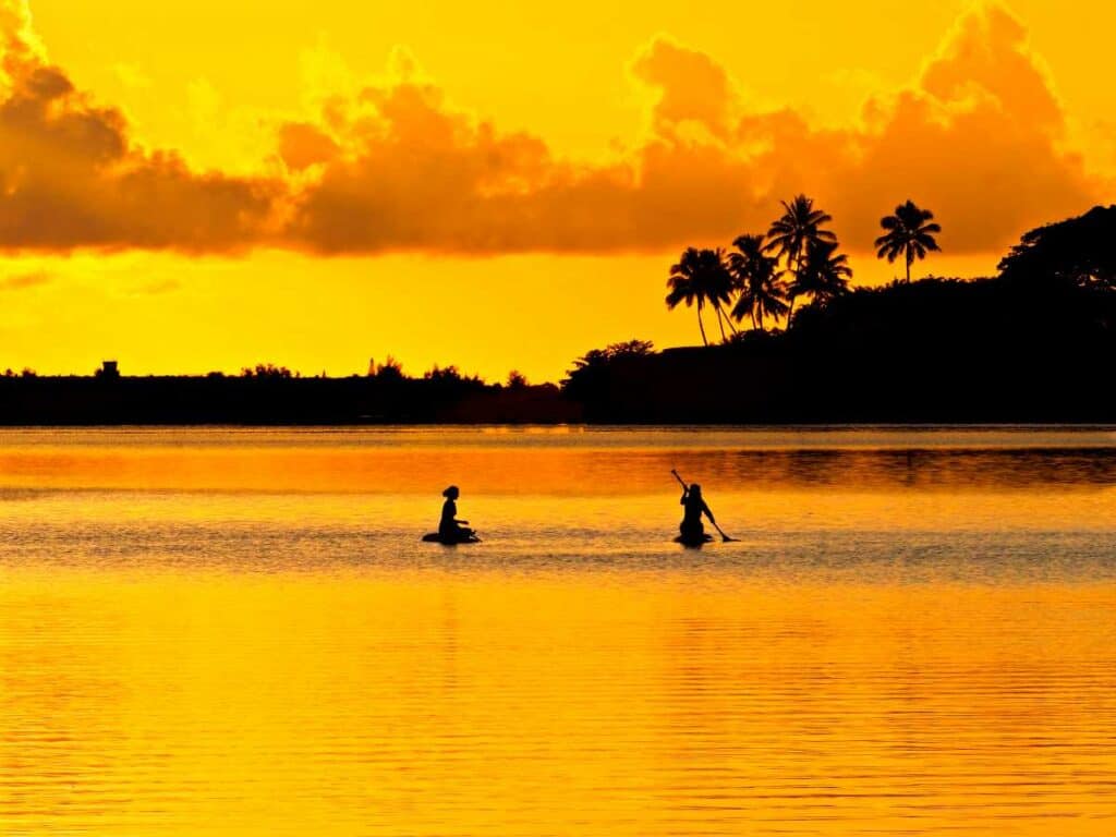 Golden sunrise at Kaneohe Bay, Oahu, Hawaii