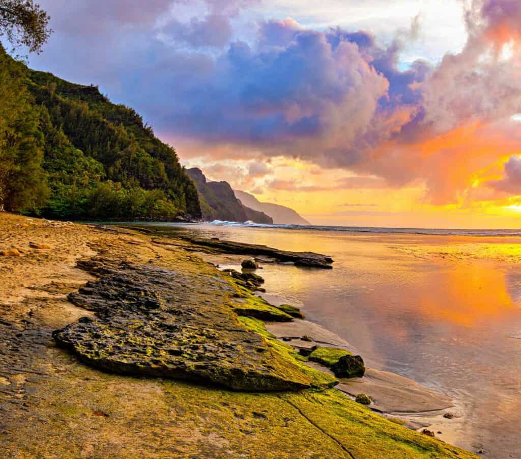 Kee Beach at Sunset, Kauai HI