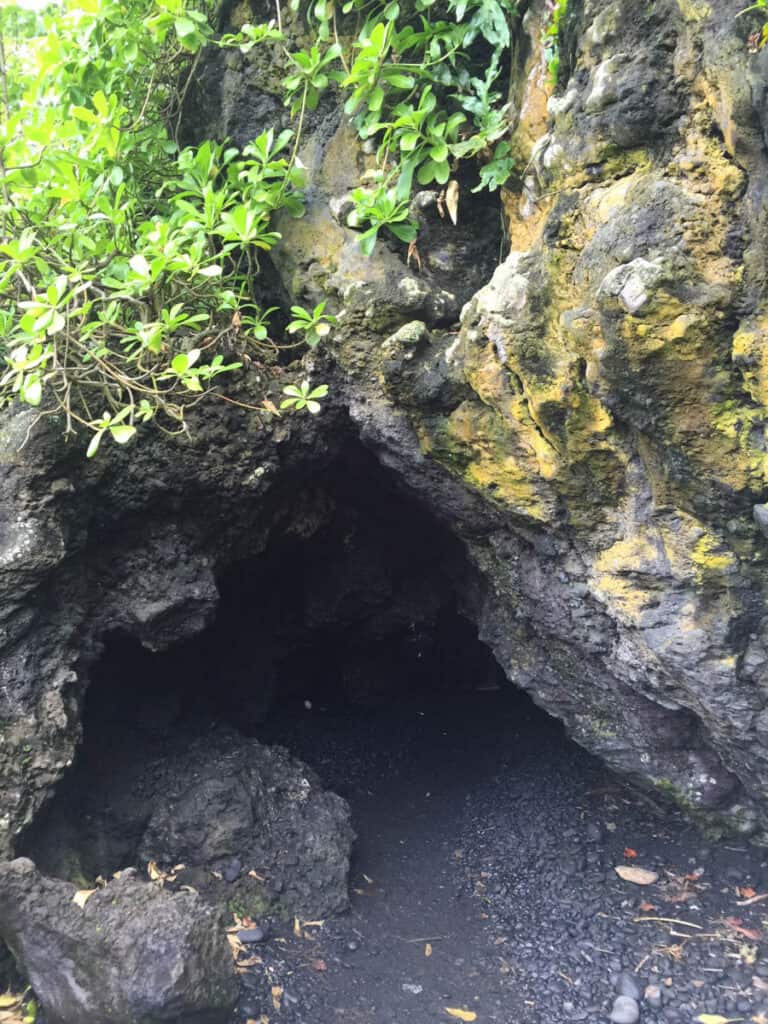 Cave entrance at Pailoa Beach in Waianapanapa State Park in Maui, HI