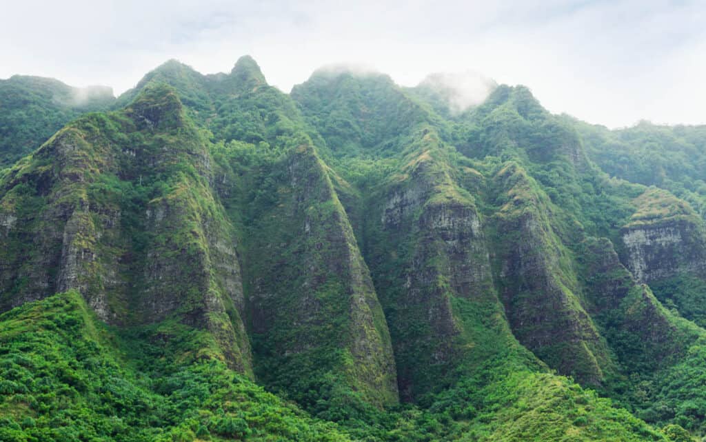 Mountains at Kualoa Ranch in Oahu. Hawaii