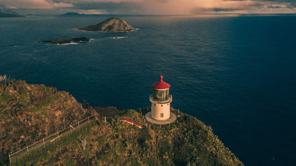 The picturesque Makapuu Point Lighthouse on Oahu