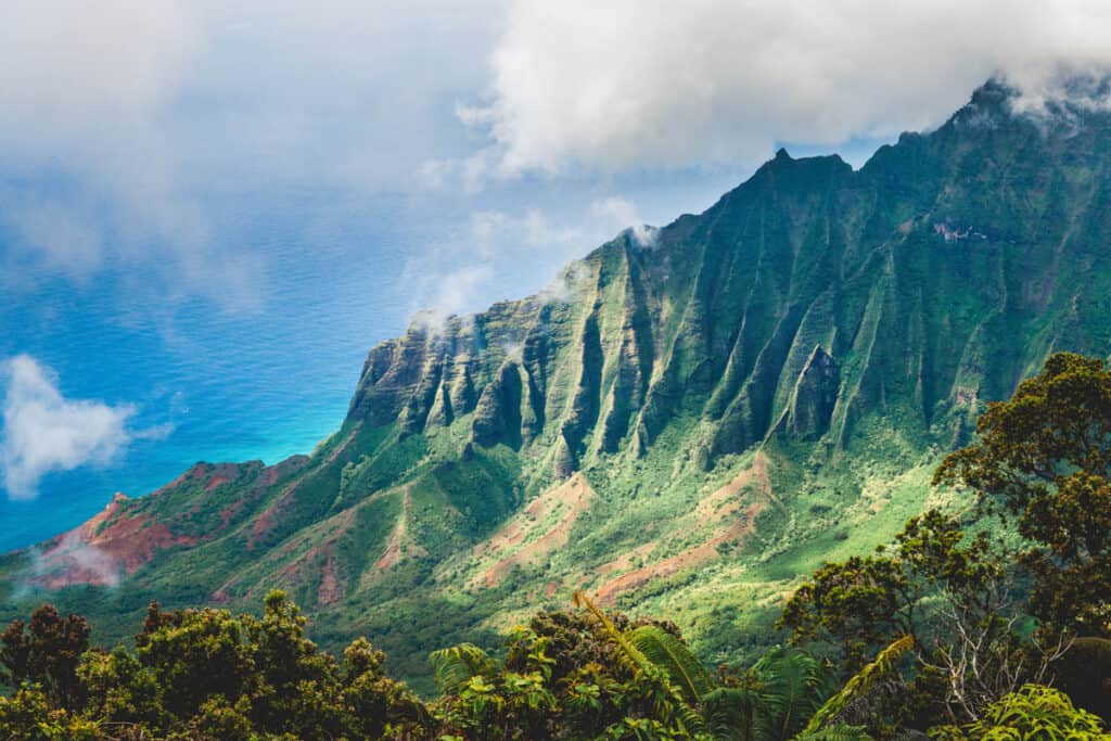 A view of the Na Pali Coast from Kokee State Park in Kauai, HI
