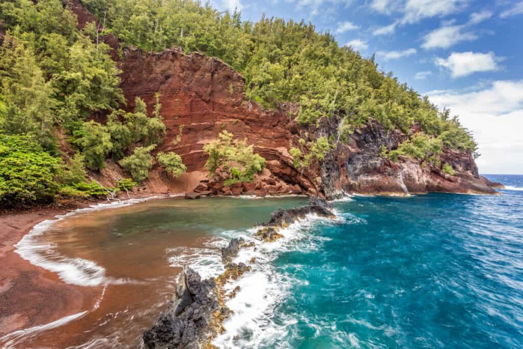 Red sand beach in Maui, HI