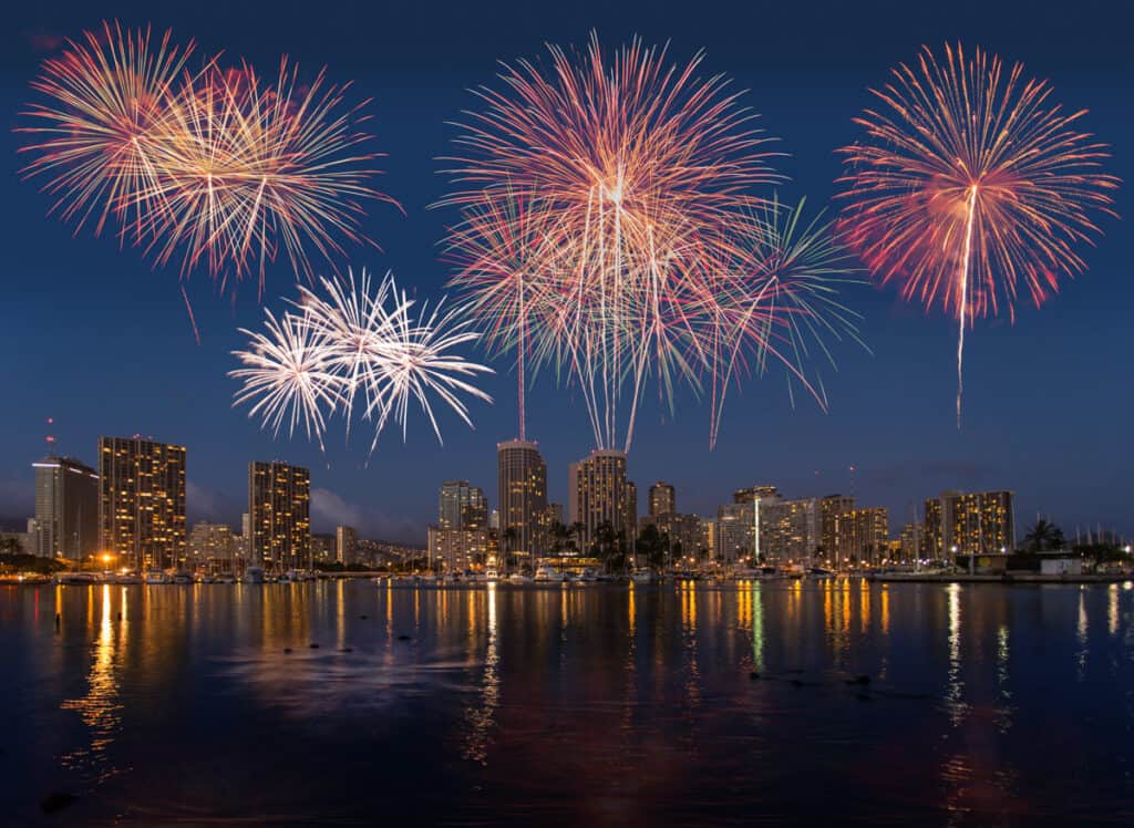 Waikiki Fireworks Show in Oahu, Hawaii
