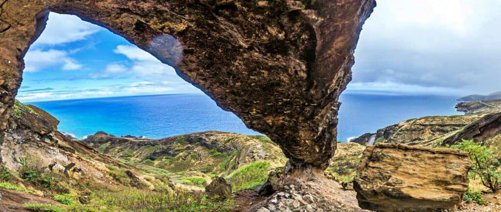 A natural arch at the Koko Crater summit on the Koko Head Hike
