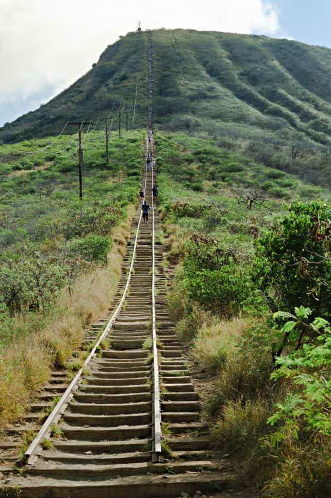 Initial section of Koko Head Hike starts flat and then rises