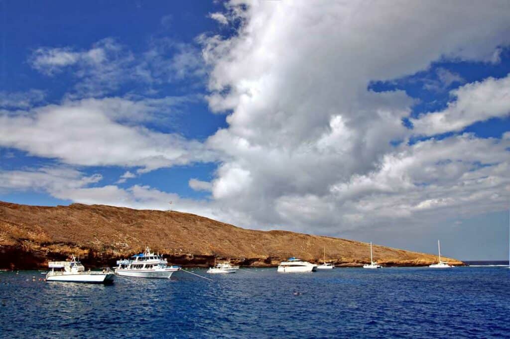 Molokini crater gets crowded as the day progresses