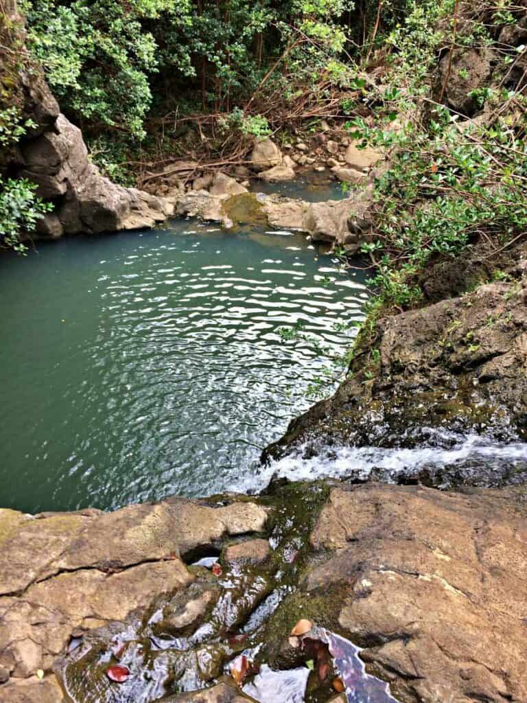 Beautiful pool at the base of Laie Falls