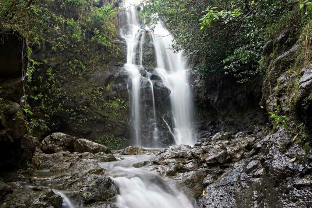 Waimano Falls, in tropical jungle settings