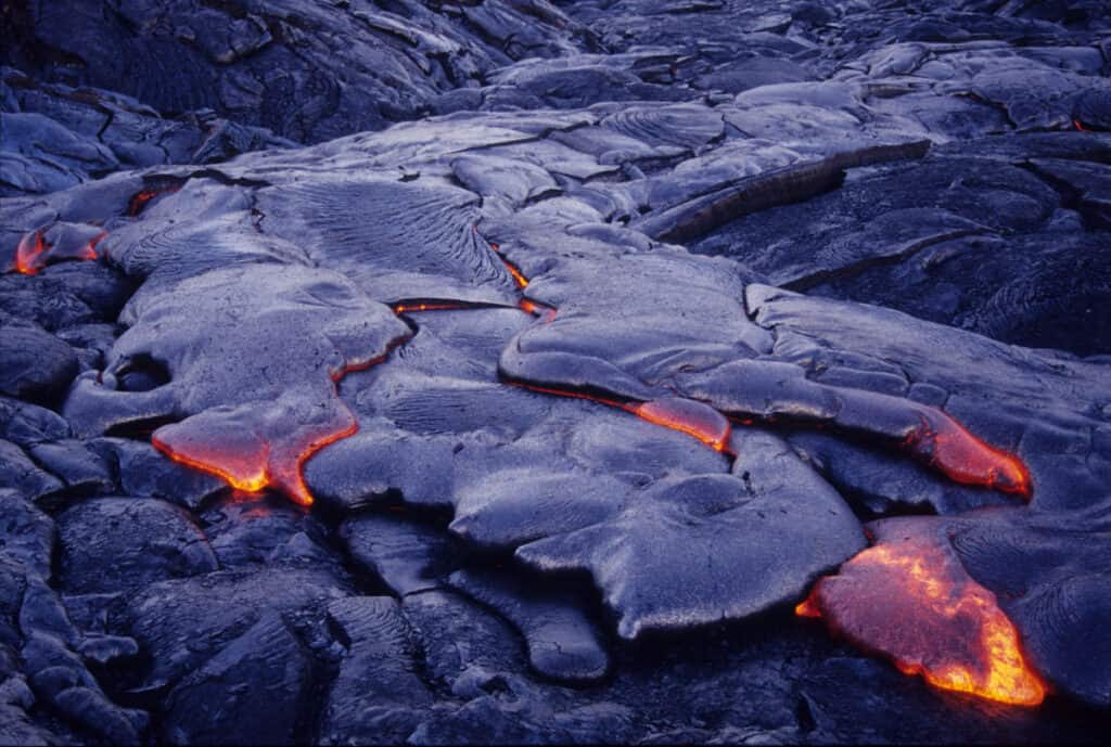 Lava flow in Hawaii Volcanoes National Park in Hawaii