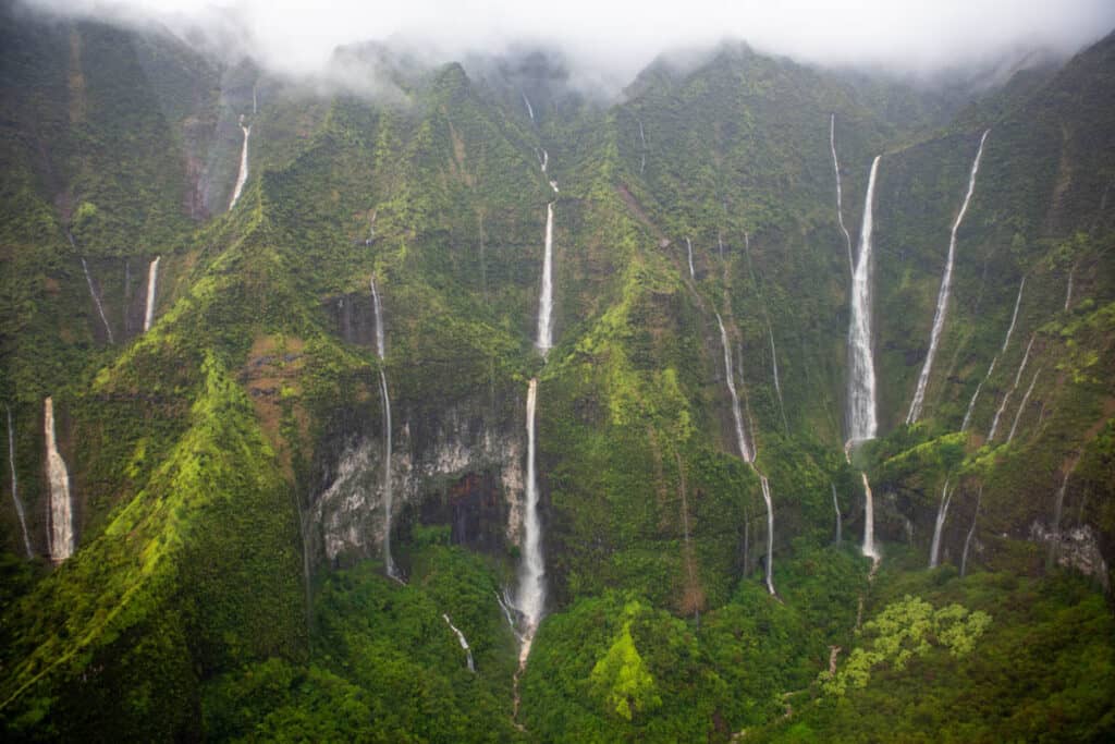 The "weeping wall" at Mount Waialeale in Kauai, Hawaii