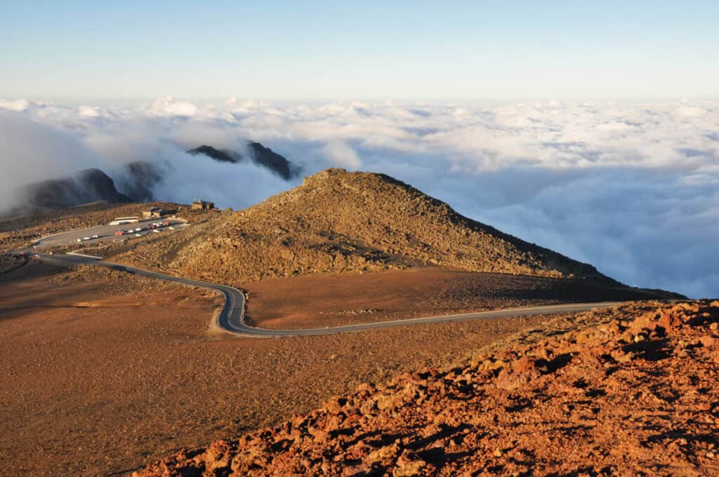 The road to the top of the Haleakala Crater in Maui