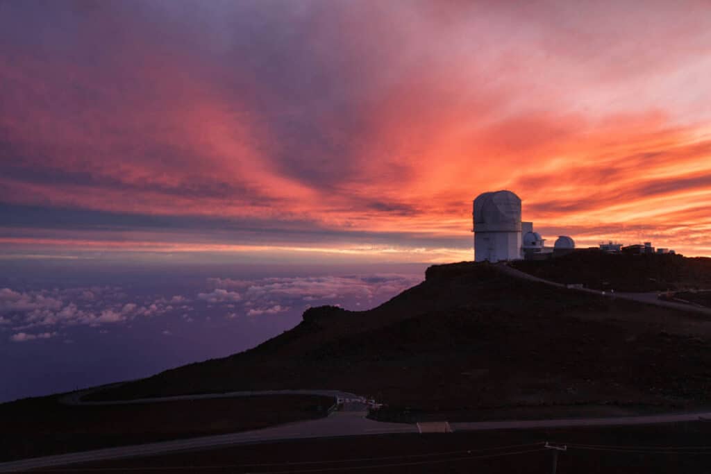 Sunset at the Haleakala Observatory in Maui, Hawaii