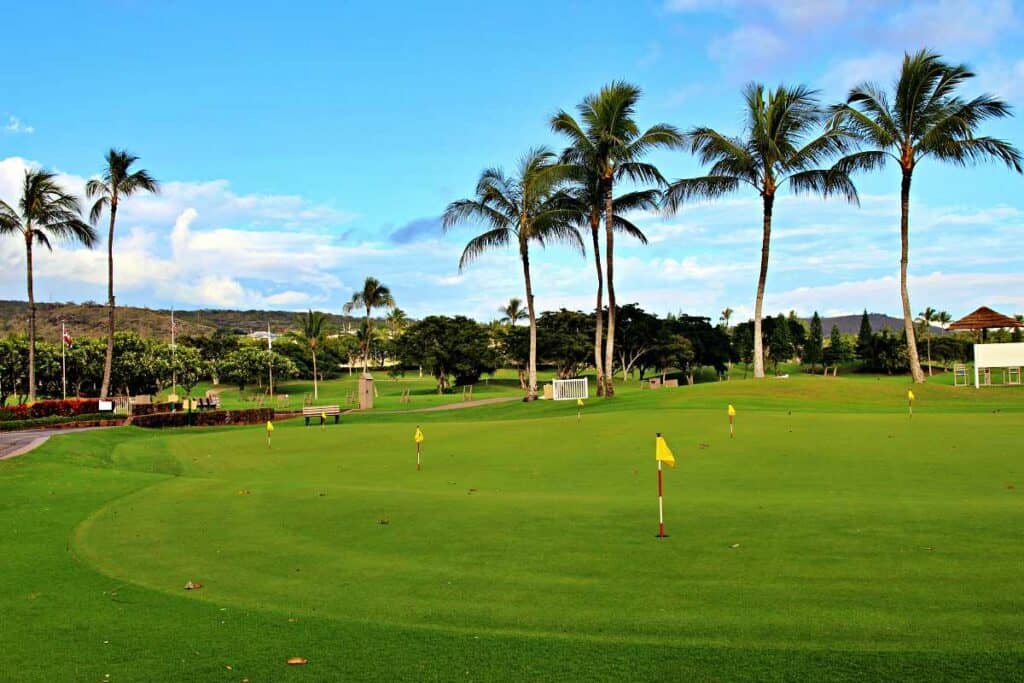 Playing golf at one of the best golf courses in Hawaii, one of best fun things to do in Ko Olina