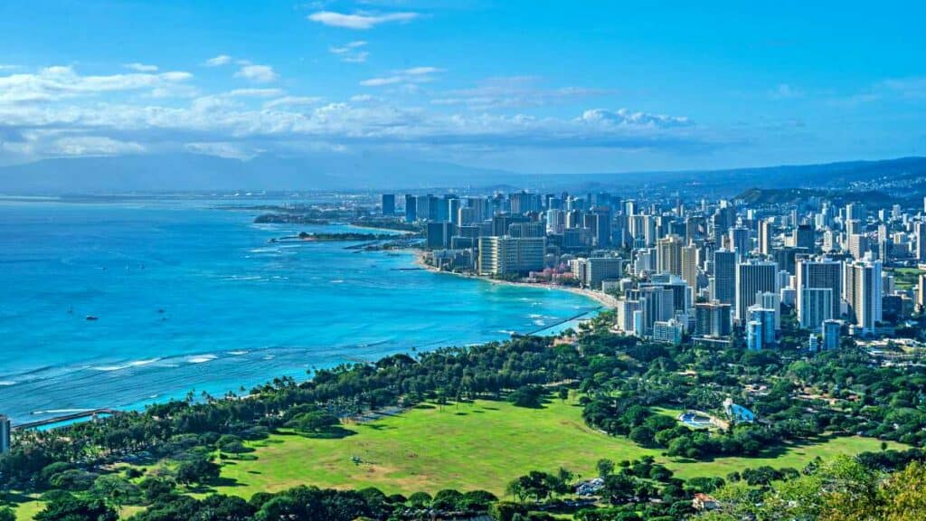 Views from Diamond Head Hike, one of the best easy Oahu hikes for stunning views