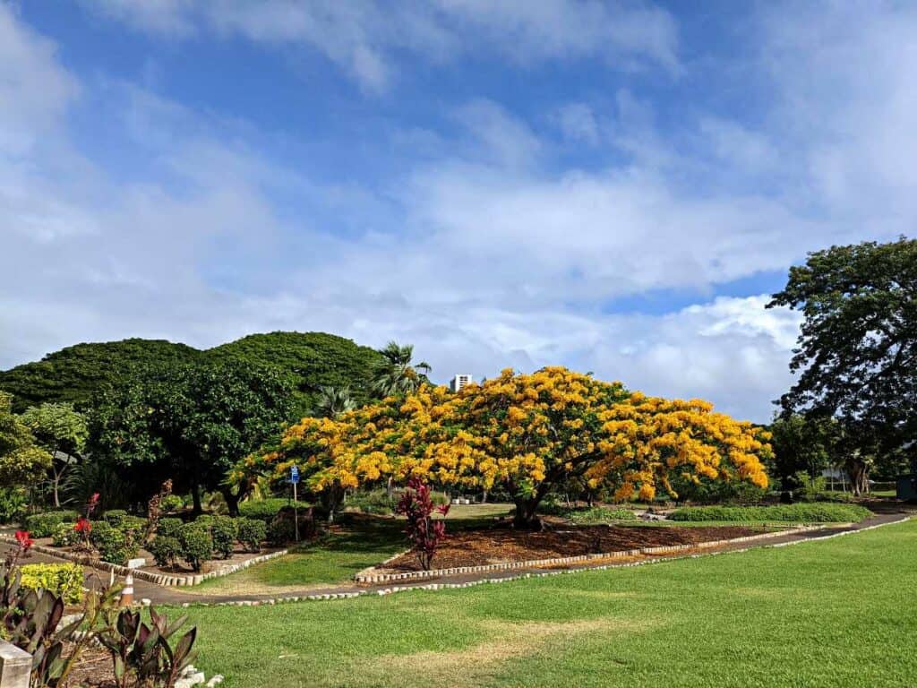 Visiting Queen Kapiolani Garden, one of the best free things to do in Waikiki, Honolulu, Hawaii