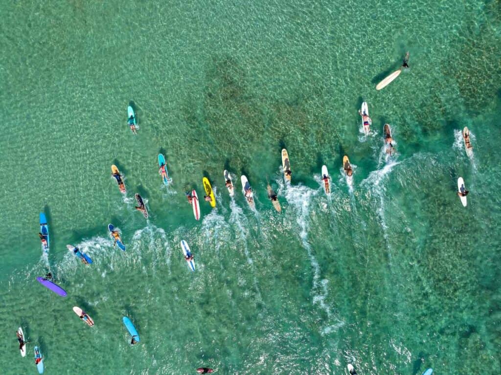 Learning to surf, one of the best fun things to do in Waikiki, Hawaii