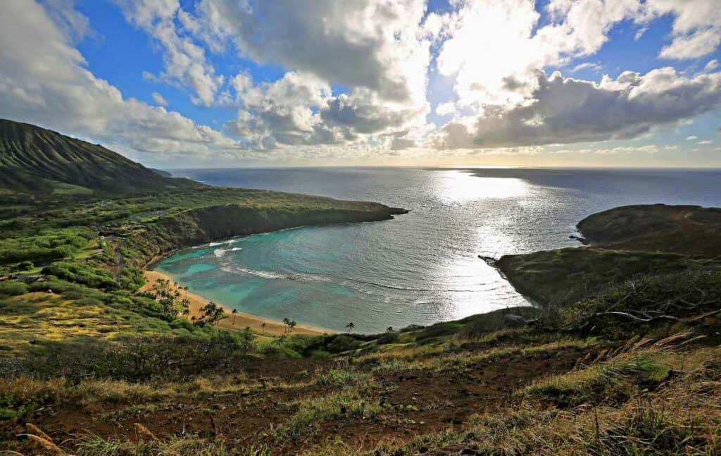 Hanauma Bay at sunrise from the Hanauma Bay Ridge Hike