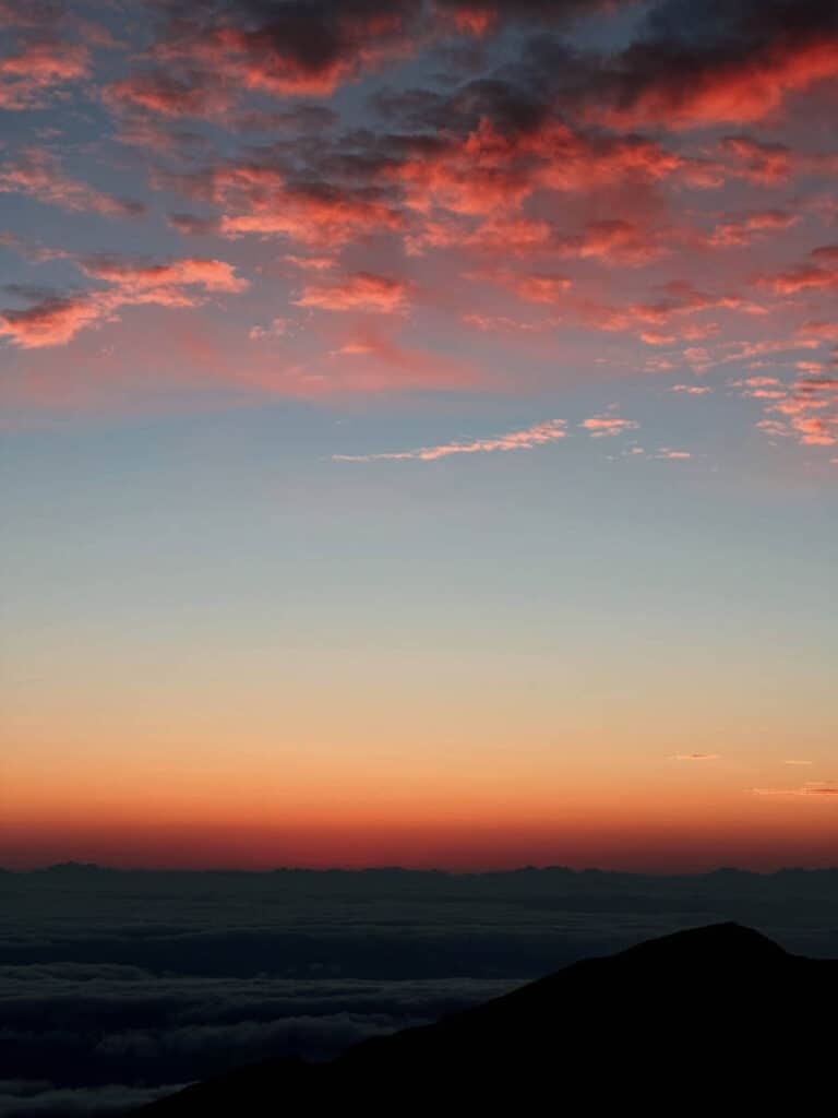 Colorful skies at Haleakala just before sunrise