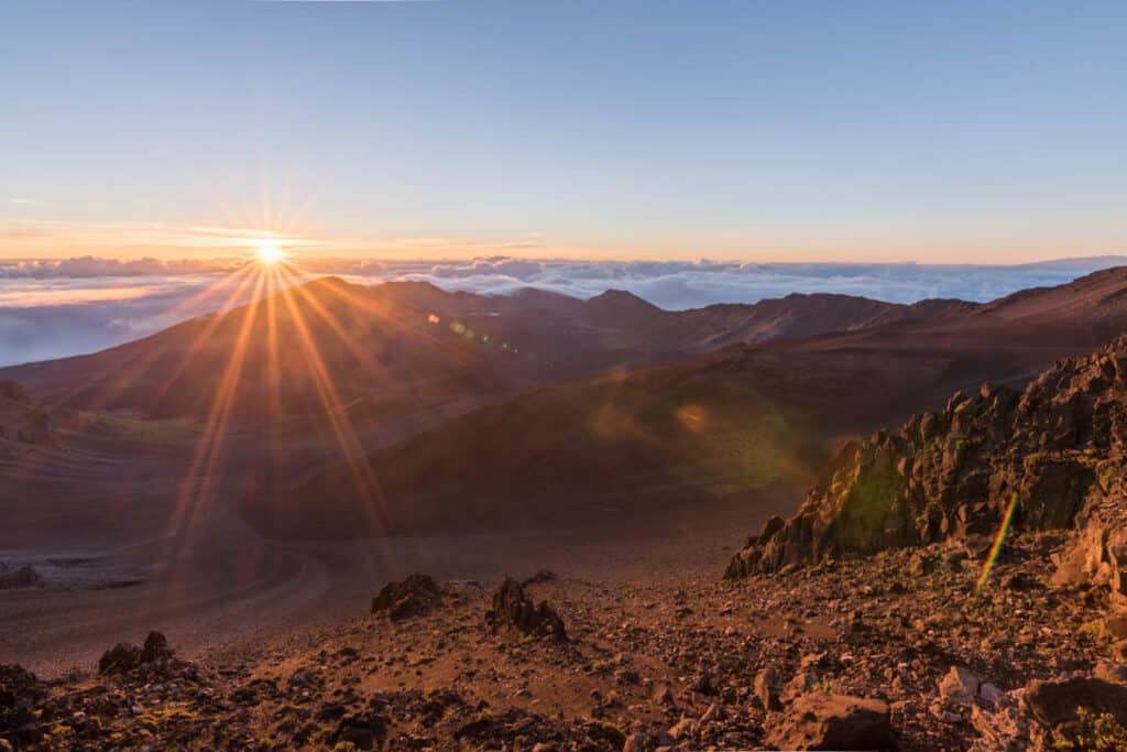 Golden hour at the Haleakala summit in Maui, HI