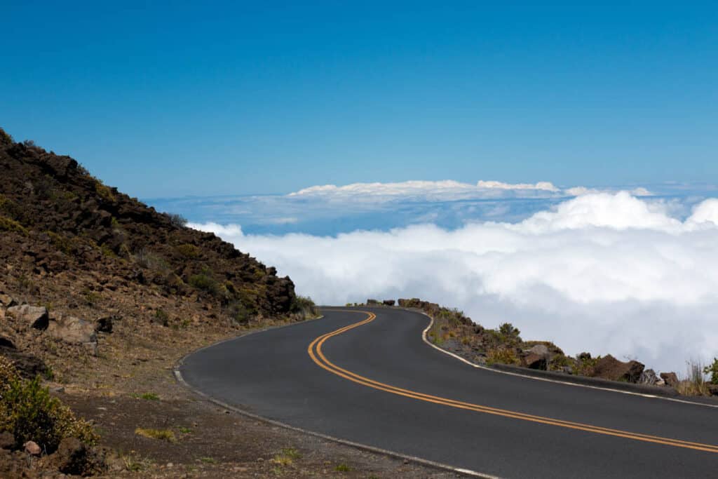 Road going up the Haleakala crater in Maui, Hawaii