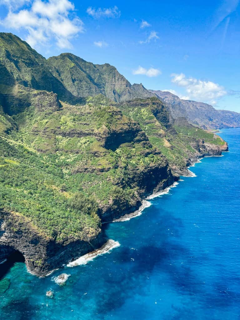 The Na Pali Coast of Kauai from a helicopter