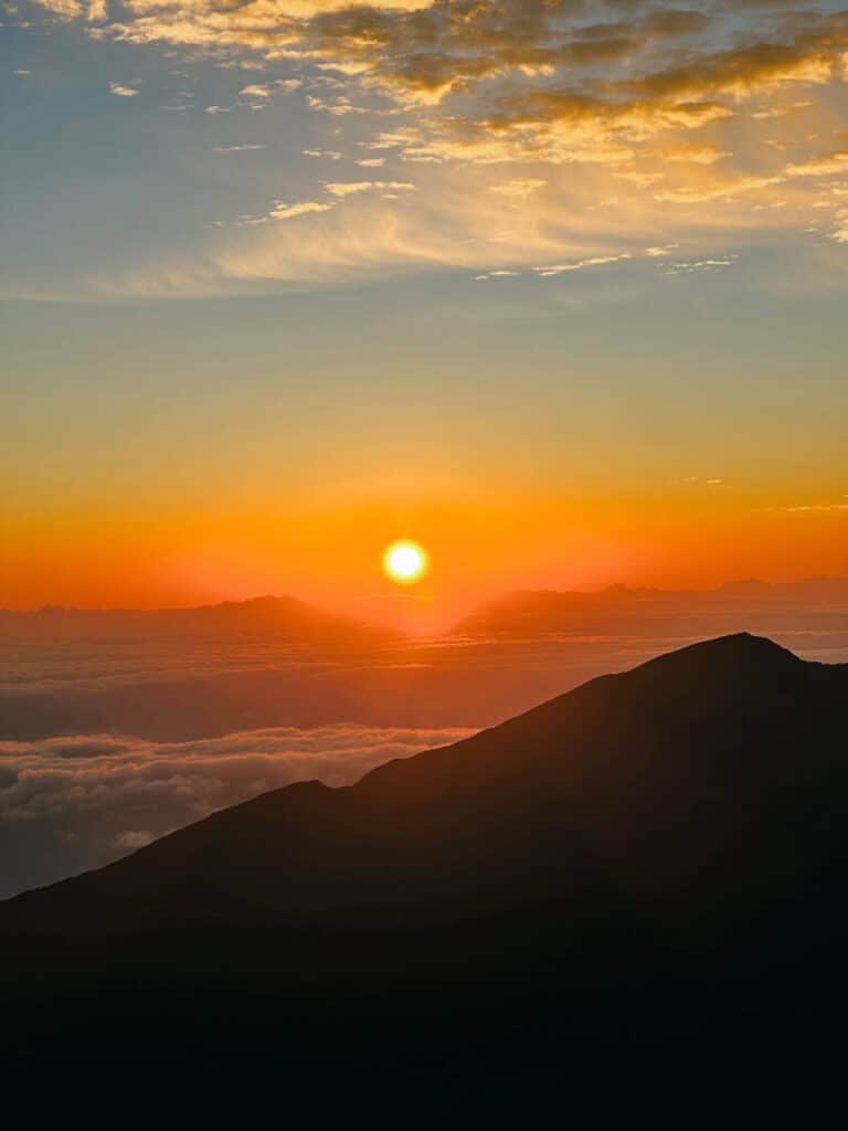 A gorgeous sunrise at Haleakala National Park in Maui, Hawaii