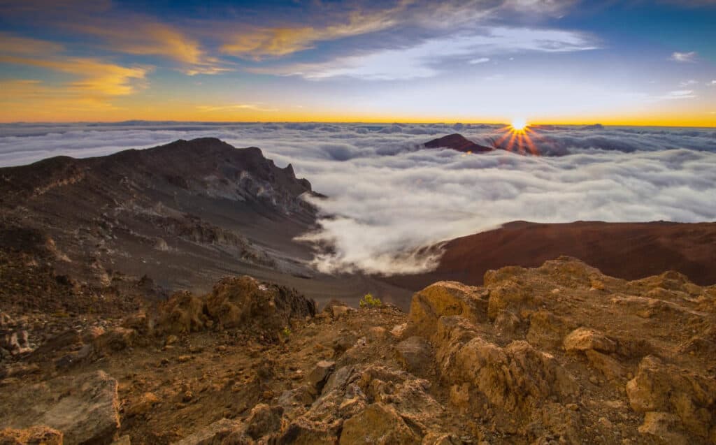Sunrise at Haleakala summit in Maui, Hawaii