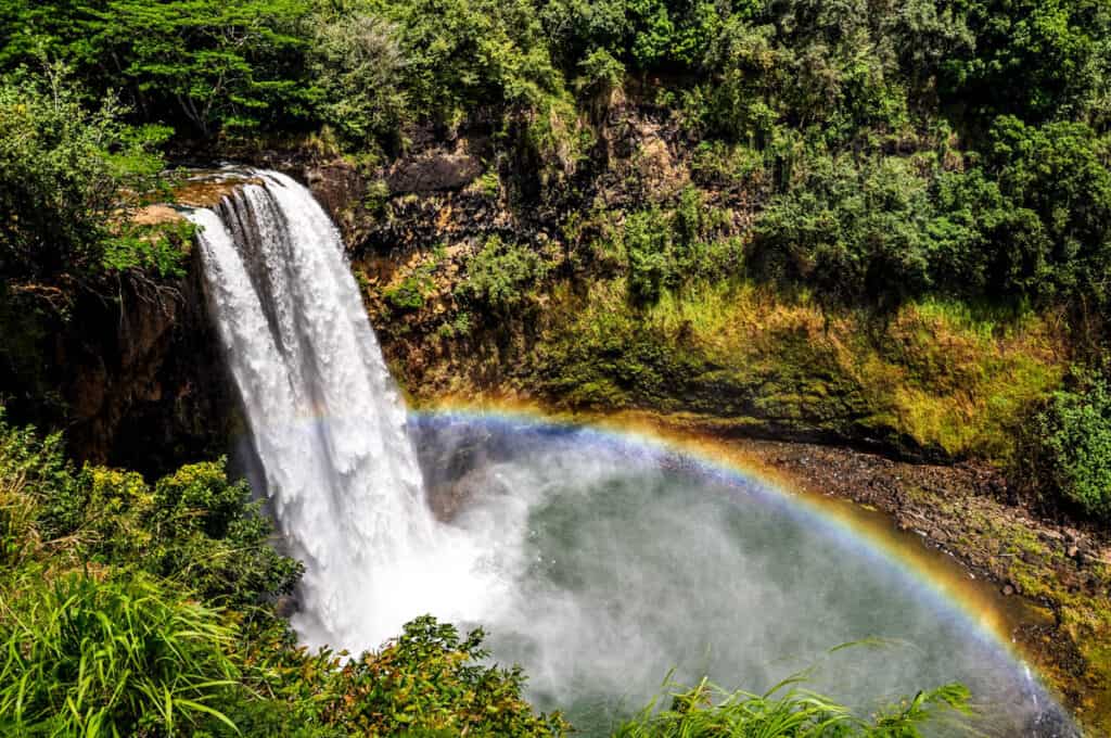 Wailua Falls is one of the best waterfalls in Kauai, Hawaii