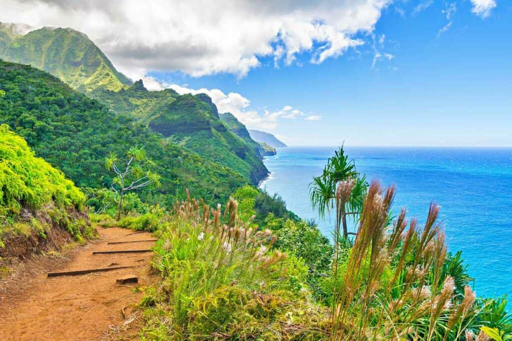 Kalalau Trail, one of the best Kauai North Shore hikes, along the beautiful Na Pali Coast