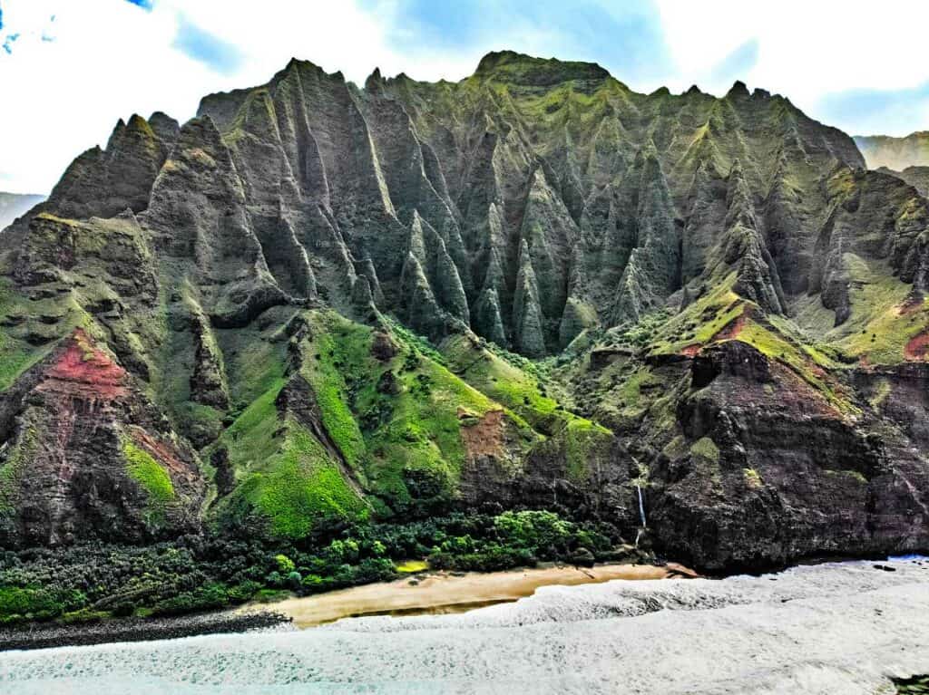 Kalalau Beach on the Na Pali coast, land-accessible only by the Kalalau Trail, Kauai