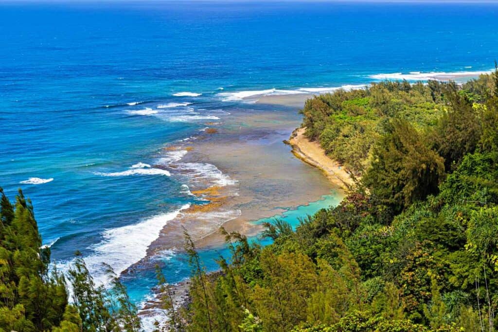 The Ke'e Beach Overlook on The Kalalau Trail, Kauai, Hawaii, USA