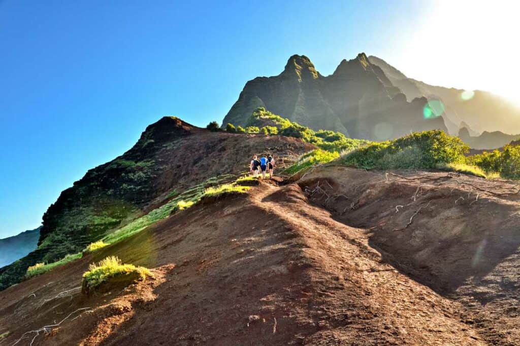 Kalalau Trail hike over mountain ridges