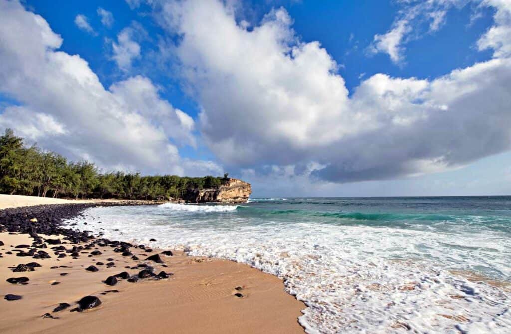 The Mahaulepu Heritage Trail starts at beautiful Shipwreck Beach in Poipu, Kauai, Hawaii