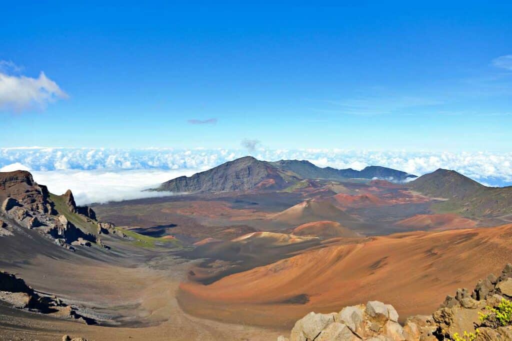 Stark beauty of the Haleakala crater towering above the clouds