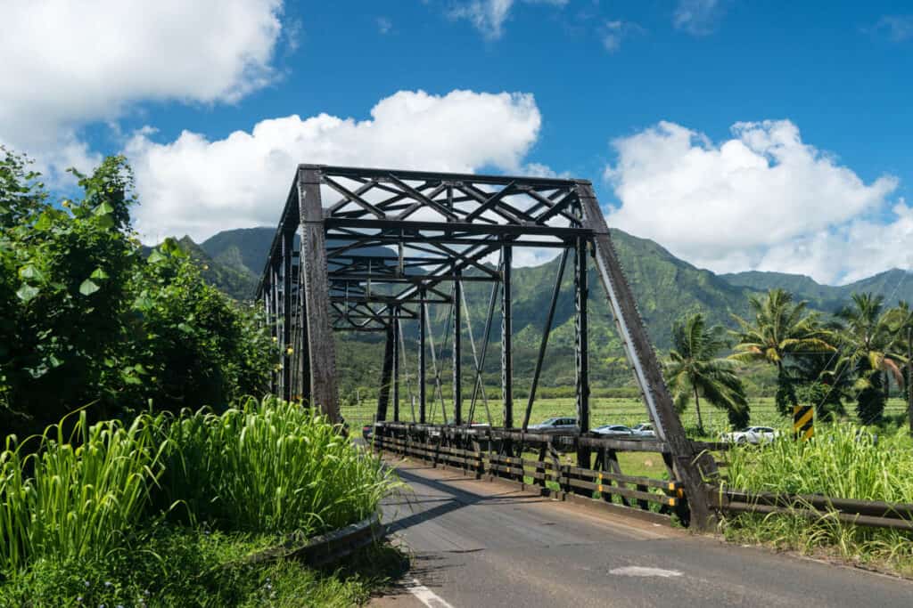 Historic one-lane bridge in Hanalei, Kauai