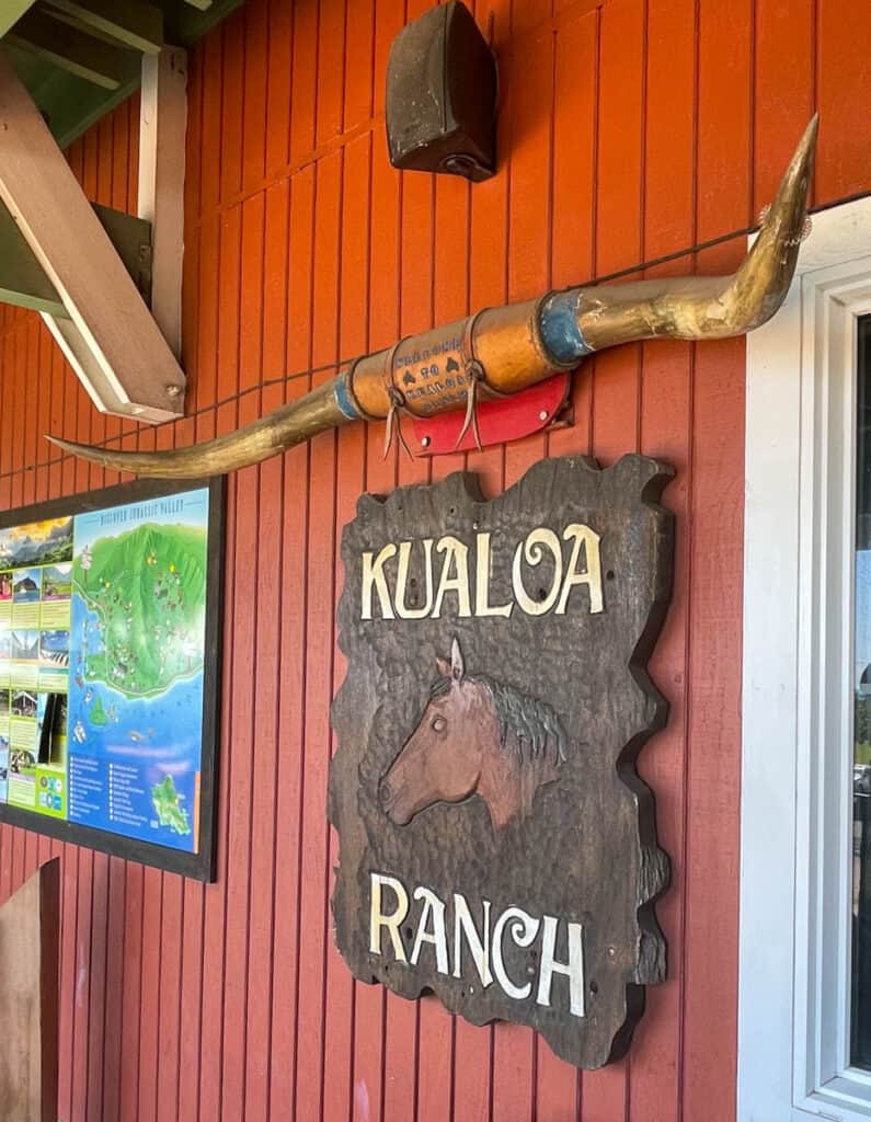 Sign at entrance to Kualoa Ranch in Oahu, Hawaii