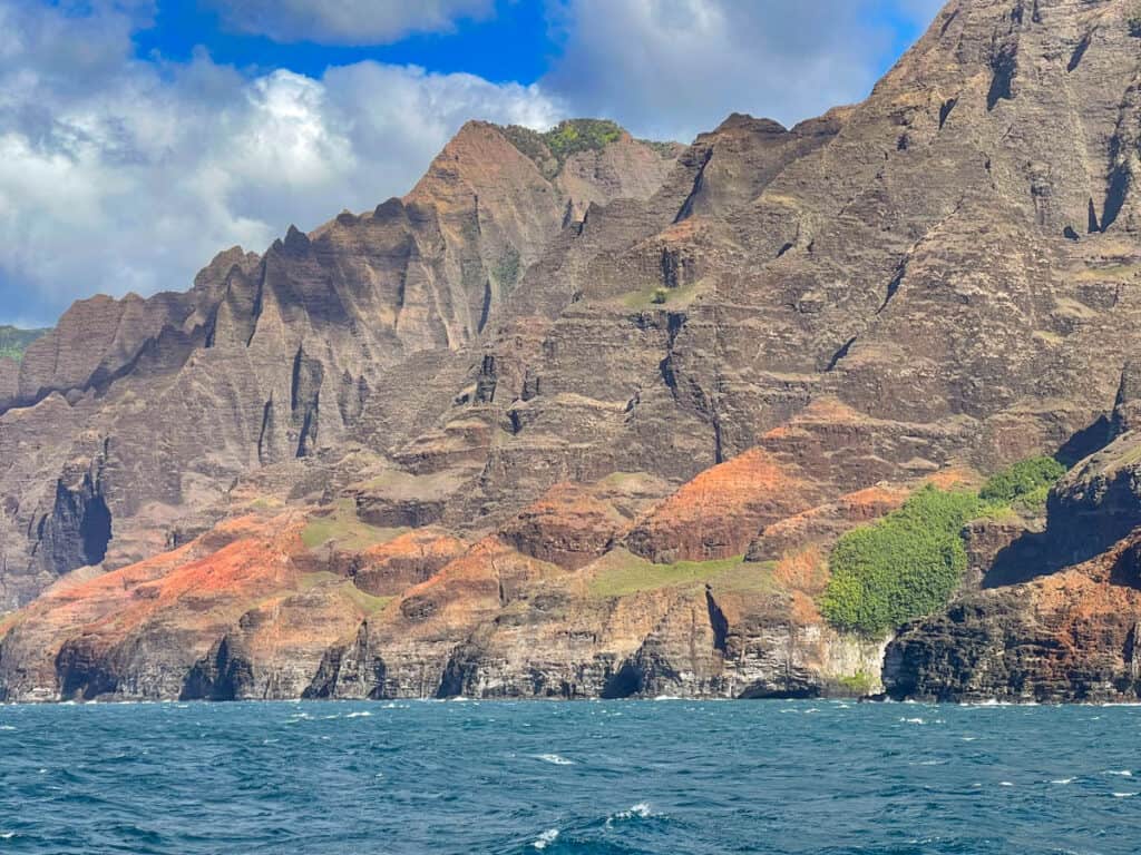 The Na Pali Coast of Kauai, Hawaii, from a catamaran