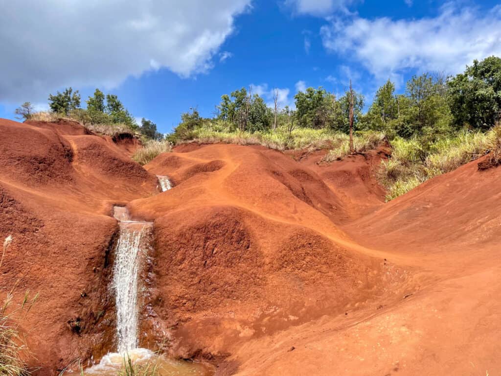 The Red Dirt Waterfall at Waimea in Kauai, Hawaii