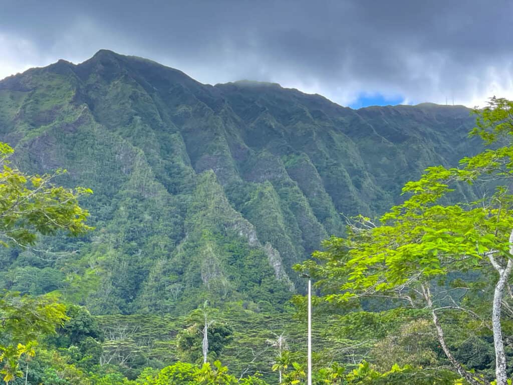 View of Koolau Range from the Hoomaluhia Botanical Garden in Oahu, Hawaii