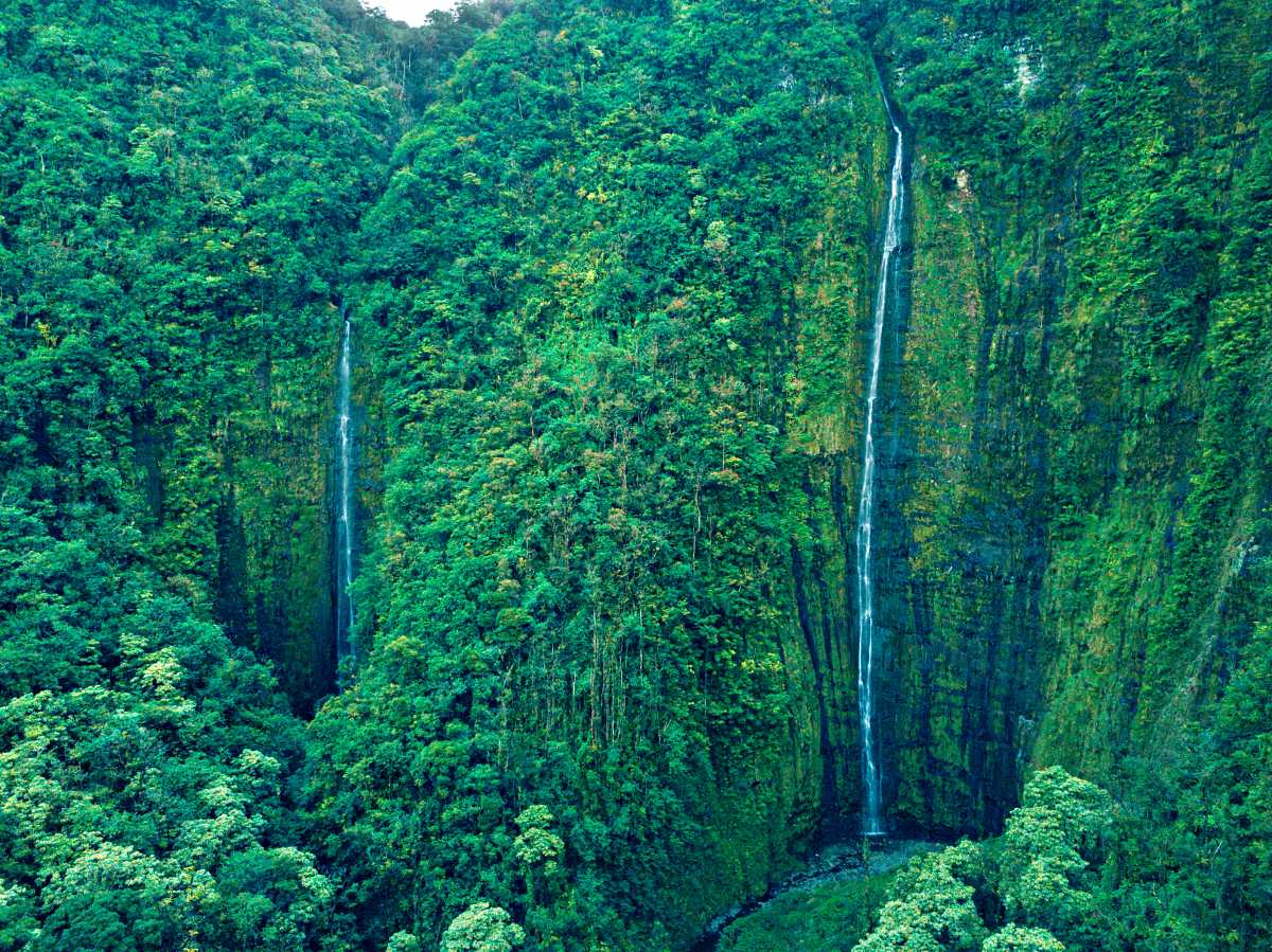 Waimoku Falls, one of the best Maui waterfalls, at the end of the Pipiwai Trail in Haleakala National Park, Maui