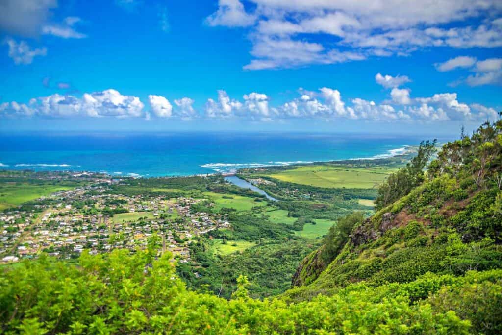 Panoramic views from the Sleeping Giant Trail, one of the best Kauai hikes near Wailua, Kauai