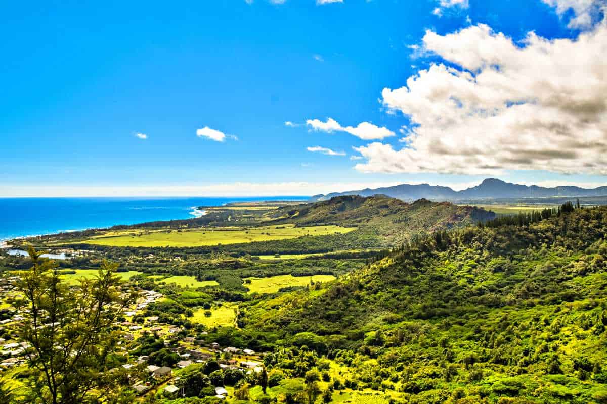 Views from the Sleeping Giant Trail hike, Kauai, of the East Coast