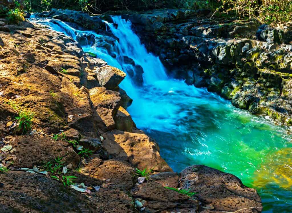 Upper Ho'opi'i Falls, Kapa'a, destination 
of one of the best waterfall hikes on Kauai