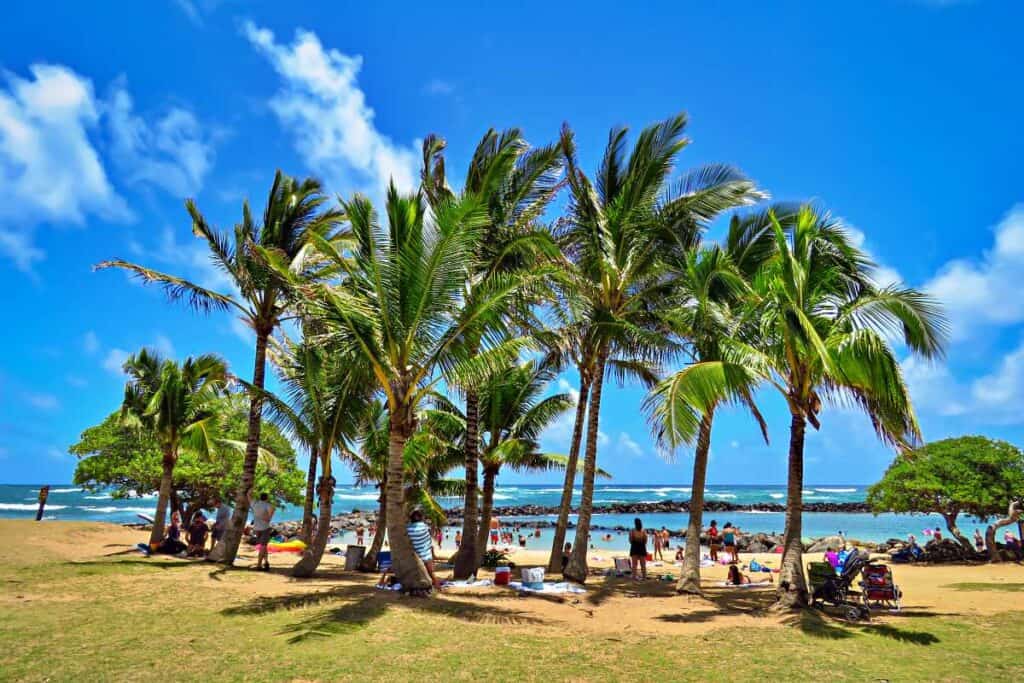 Lydgate Beach Park, one of the most popular Kauai snorkeling beaches on the East Side, where you can snorkel safely year round