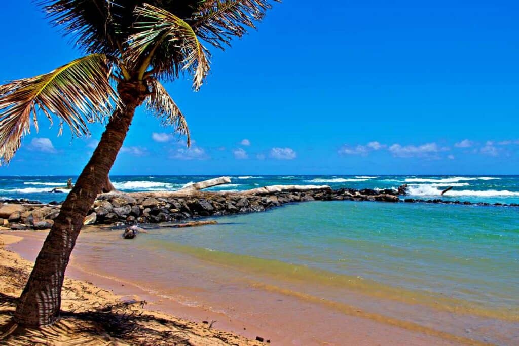 Lydgate Beach Park, one of the best Kauai snorkeling beaches year round, with shallow protected pools