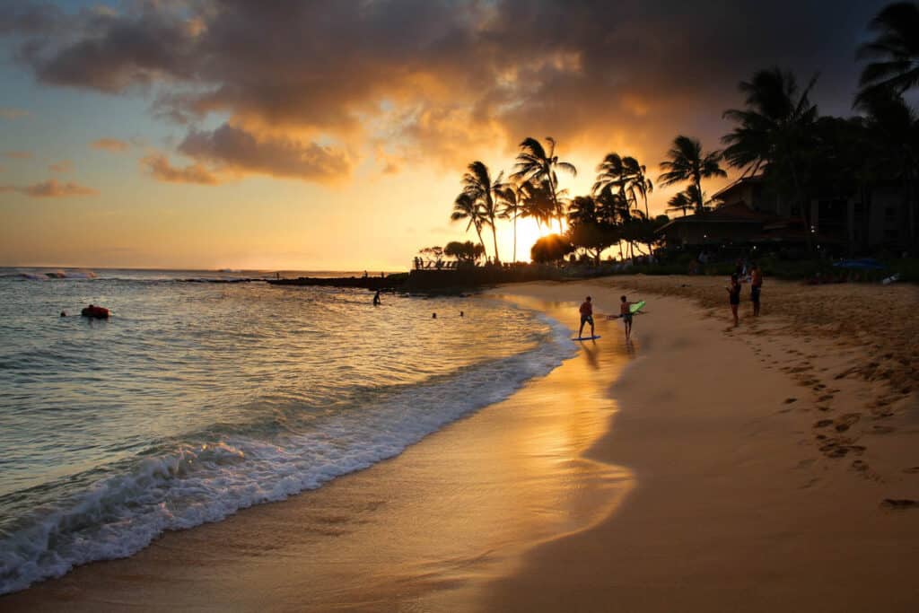 Enjoy an oceanside sunset is one of the best things to do in Poipu, Kauai
